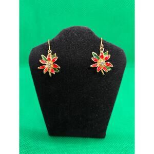 **5 for $25**/ MultiColor Poinsettia Dangle Earrings w/Crystals, NWOT